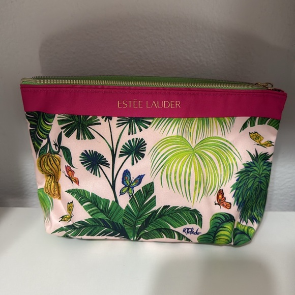 Estee Lauder Pink and Green Tropical Cosmetic Bag - Picture 2 of 6